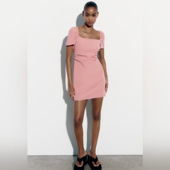 NWT Zara Linen Blend Barbie Pink Mini Dress XL XXL - Picture 2 of 10